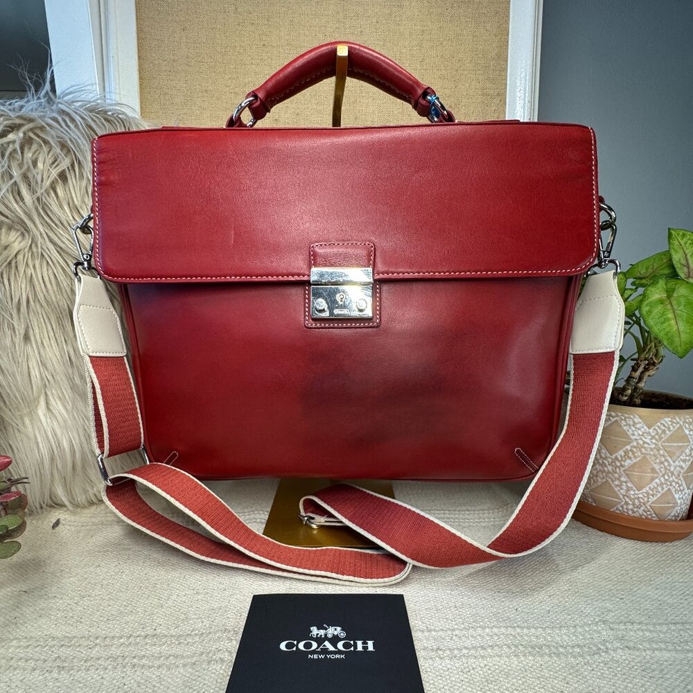 Vintage COACH Red Leather Briefcase #5334 Project Bag Sale Parts Nickel *SALE*